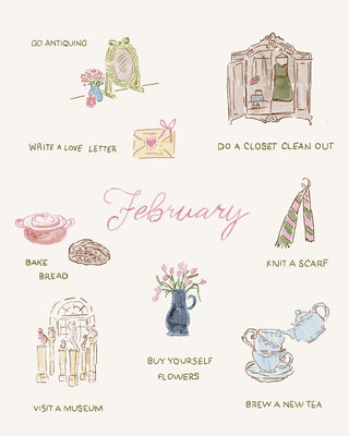 February Bucket List Art – Romantic Month Wallpaper