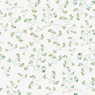 Green floral pattern on a white background