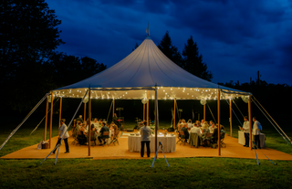 backyard, night, tent wedding