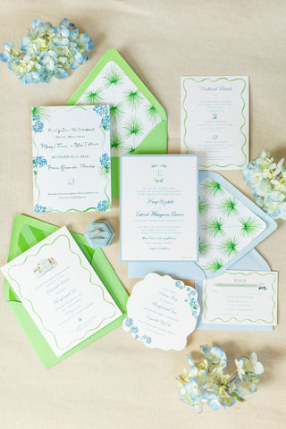 boca grande wedding suite palm leafs hydrangea
