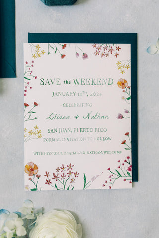 botanical custom save the date invites