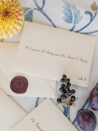 calligraphy wedding seal seating cards