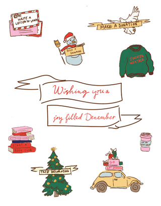 christmas card illustrations, bucket list