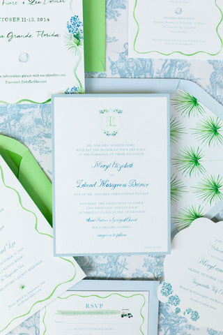 coastal wedding illustrated invitations