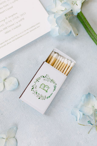 crest wedding matches white and green