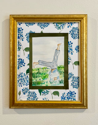 Dancing in Hydrangeas Original Mixed Media