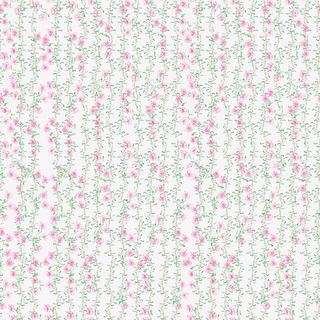Floral pattern with pink flowers and green leaves on a white background