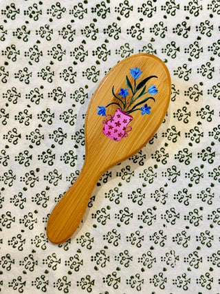 Hair Brush with Pink Vase