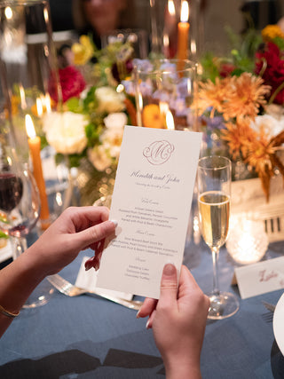 monogram wedding menu design