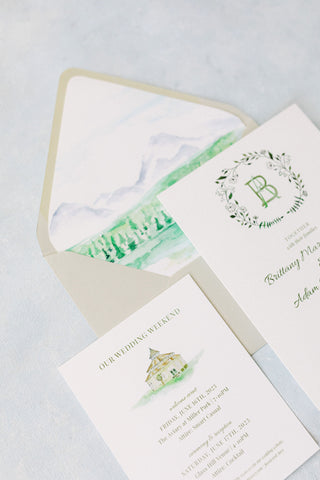 mountain imagery envelope liner