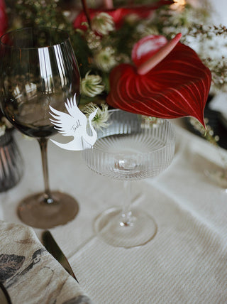swan diecut wine glass menu
