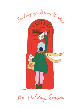 vintage christmas card design - mailbox